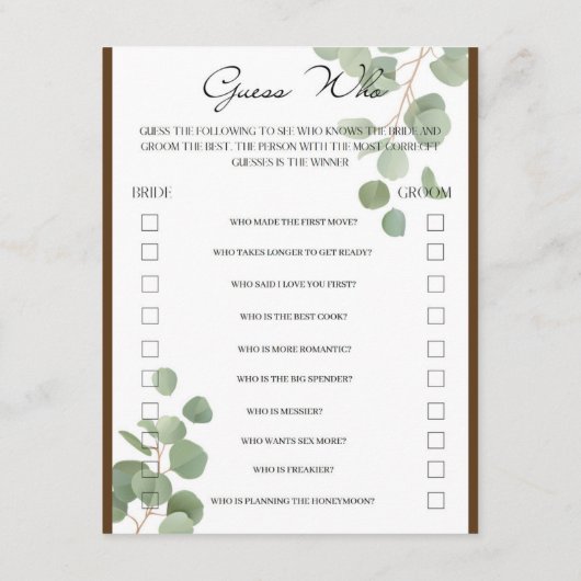 2 in 1 Bruidsfeestspelen Informatiekaartje (Achterkant)