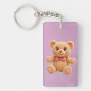 2-in-1 Kawaii Teddy en Roos Dubbelzijdige Sleutelhanger