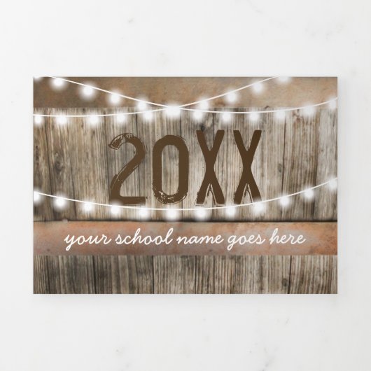 2 in 1 Rustic Babys Breath 2025 Afstuderen Drieluik Uitnodiging (Cover)