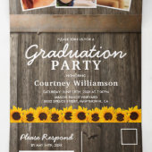 2 in 1 Rustieke Zonnebloem Afstuderen 2026 Drieluik Uitnodiging (Binnenkant midden)