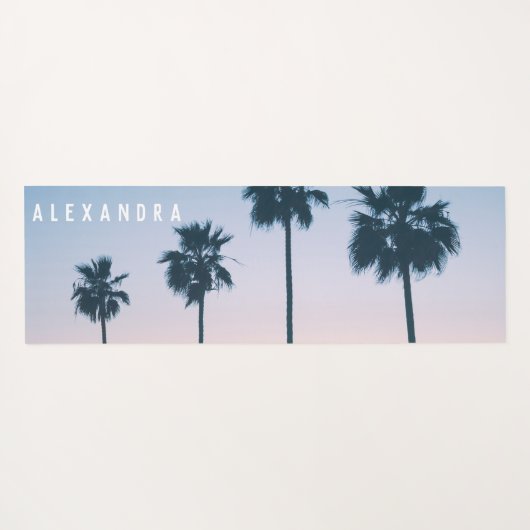 2-in-1 tropische roze en blauwe palmboom - Zonnepl Yogamat (Achterkant (horizontaal))