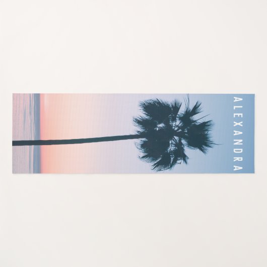2-in-1 tropische roze en blauwe palmboom - Zonnepl Yogamat (Voorkant (horizontaal))