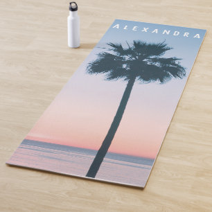 2-in-1 tropische roze en blauwe palmboom - Zonnepl Yogamat