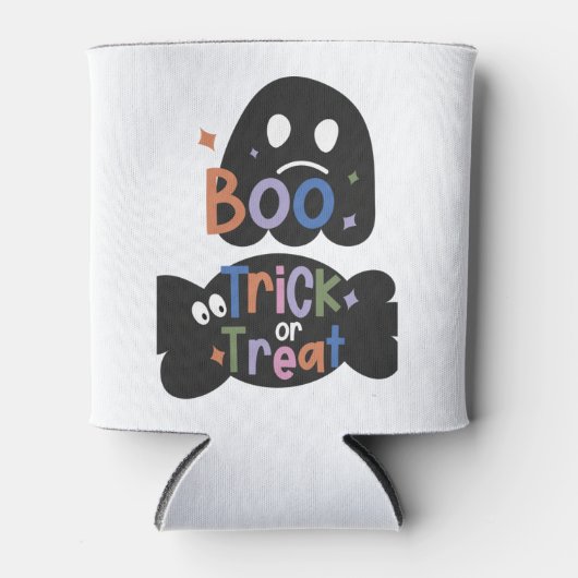 2 in een Halloween Stickers Boo en Trick or treat Blikjeskoeler (Voorkant)