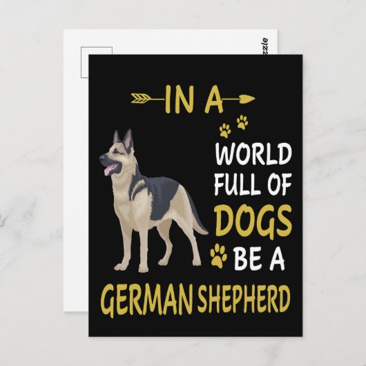 2 In een wereld vol honden wees een Duitse herder Briefkaart (Voorkant / Achterkant)