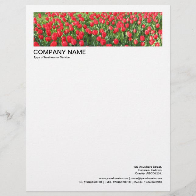 2-inch koptekst 1/2-inch rand - Rode tulpen Briefhoofd (Voorkant)