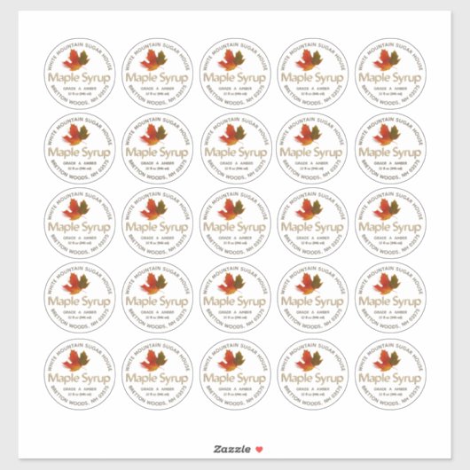 2-inch standaard Mason Jar Cat Label Maple Syrup (Vel)