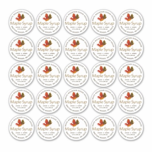 2-inch standaard Mason Jar Cat Label Maple Syrup (Voorkant)