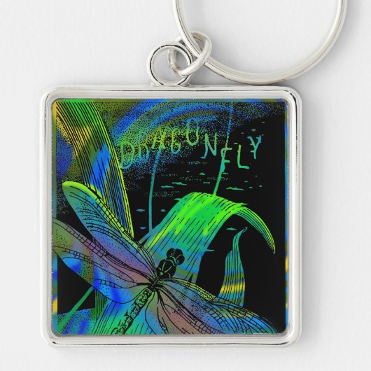 2-inch vierkant dragonfly-Sleutelhanger Sleutelhanger (Voorkant)