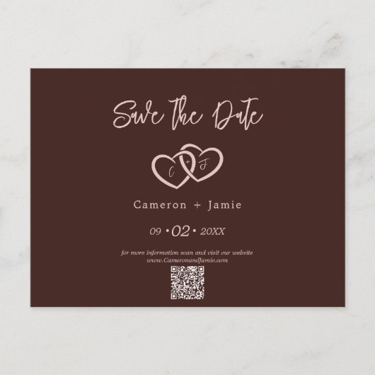 2 Ineengestrengelde harten met Initialen Save the  Briefkaart (Voorkant)