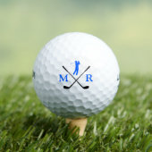 2-Initiaal Blauwe Golfer Klasse Monogram Golfballen (Insitu Shirt)