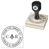 2 Initiaal Mongm Fleur de Lis #26 Bibliotheek Boek Rubberstempel (Gestempeld)