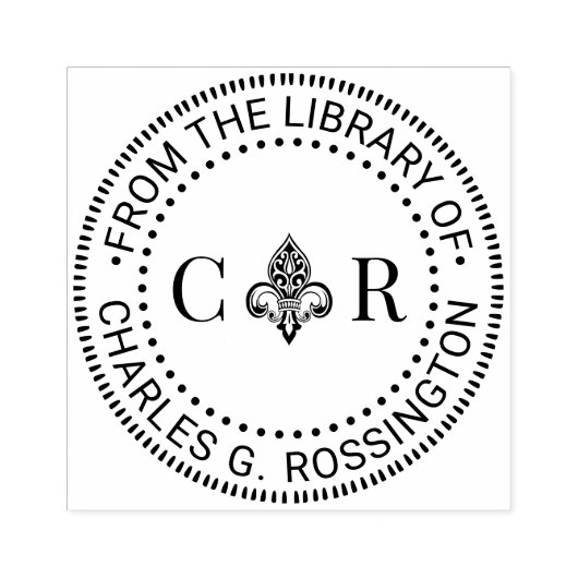 2 Initiaal Mongm Fleur de Lis #26 Bibliotheek Boek Rubberstempel (Afrduk)