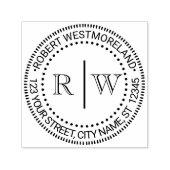 2 Initiaal Monogram #2 Verticale Spacer Naam Adres Zelfinktende Stempel (Design)