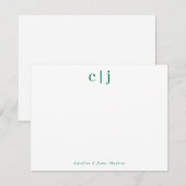 2 Initiaal Monogram Forest Green Couple Stationery Notitiekaartje (Voorkant / Achterkant)