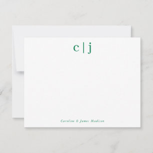2 Initiaal Monogram Forest Green Couple Stationery Notitiekaartje