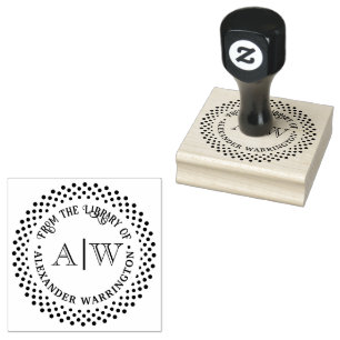2 Initiaal Monogram Gestippelde Frame #3CA Bibliot Rubberstempel