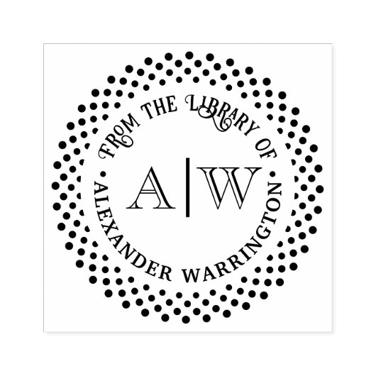 2 Initiaal Monogram Gestippelde Frame #3CA Bibliot Rubberstempel (Afrduk)
