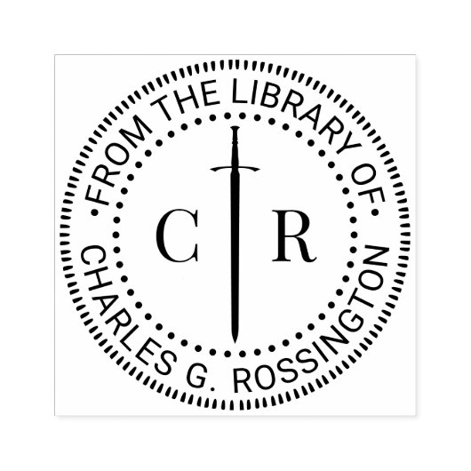 2 Initiaal Monogram Keltisch Zwaard Bibliotheek Bo Rubberstempel (Afrduk)