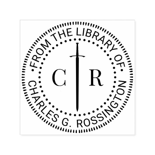 2 Initiaal Monogram Keltisch Zwaard Bibliotheek Bo Zelfinktende Stempel (Design)