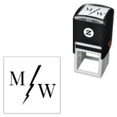 2 Initiaal Monogram met Lightning Bolt Spacer D Zelfinktende Stempel (In situ)
