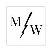 2 Initiaal Monogram met Lightning Bolt Spacer D Zelfinktende Stempel (Design)
