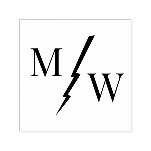2 Initiaal Monogram met Lightning Bolt Spacer D Zelfinktende Stempel (Design)