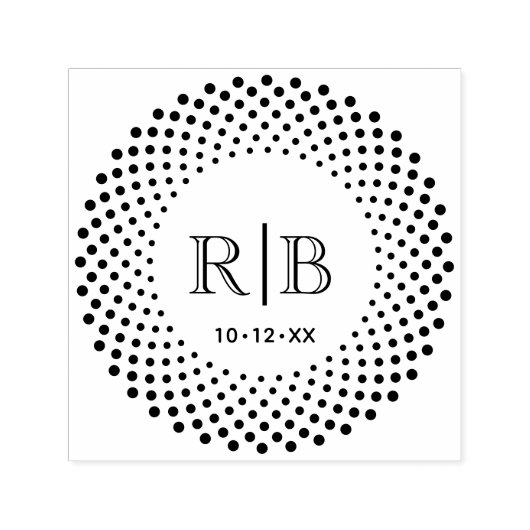 2 Initiaal Monogram Ronde Gestippelde Frame #3CA Zelfinktende Stempel (Design)