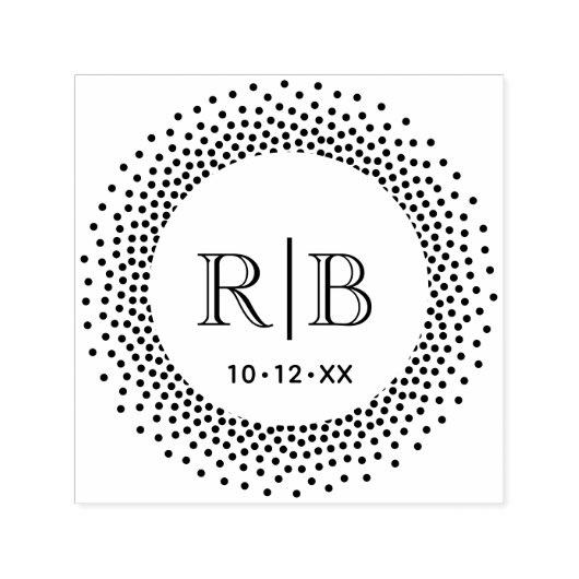 2 Initiaal Monogram Ronde gestippelde Stippen Lijs Zelfinktende Stempel (Design)
