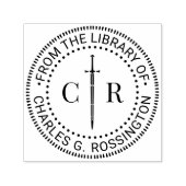 2 Initiaal Monogram Zwaard #1 Bibliotheek Boeknaam Zelfinktende Stempel (Design)