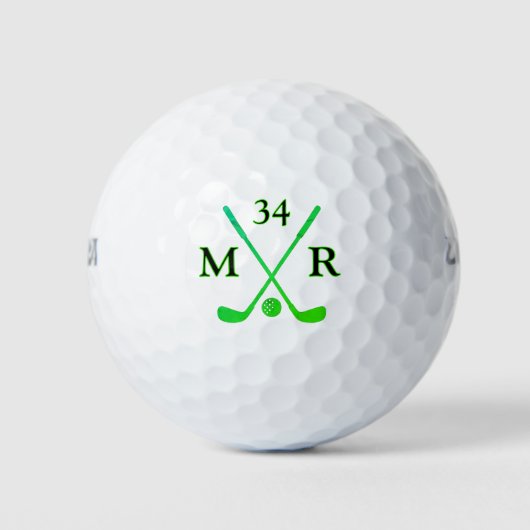 2 Initialen gekruist Green Clubs Logo Golfballen (Voorkant)