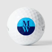 2-initialen Verticaal Monogram Modern 2-tone blauw Golfballen (Voorkant)