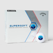 2-initialen Verticaal Monogram Modern 2-tone blauw Golfballen (Verpakking)