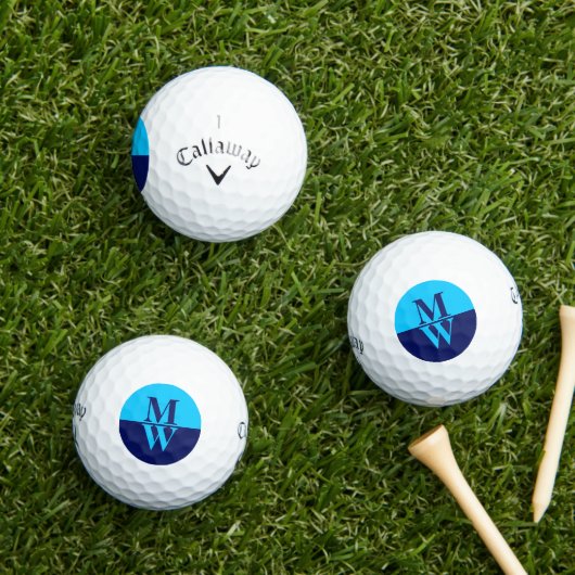 2-initialen Verticaal Monogram Modern 2-tone blauw Golfballen (Insitu Gras)