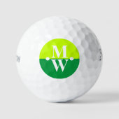 2-initialen Verticaal Monogram Modern 2-tone groen Golfballen (Voorkant)