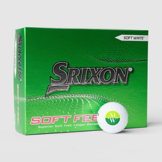 2-initialen Verticaal Monogram Modern 2-tone groen Golfballen (Verpakking)