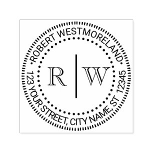 2 Initieel Monogram #2 Verticale Afstandsnaam Adre Zelfinktende Stempel