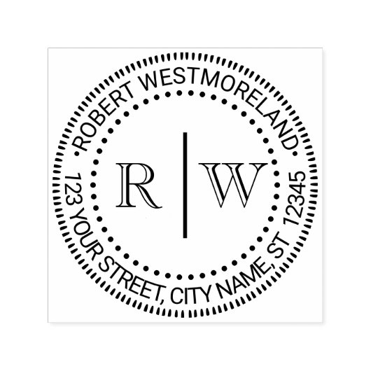 2 Initieel Monogram #2 Verticale Afstandsnaam Adre Zelfinktende Stempel (Design)