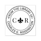 2 Initieel Monogram Fleur de Lis Bibliotheek Boekn Zelfinktende Stempel (Design)