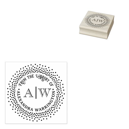 2 Initieel Monogram Gestippeld Frame #2CA Biblioth Rubberstempel (Gestempeld)