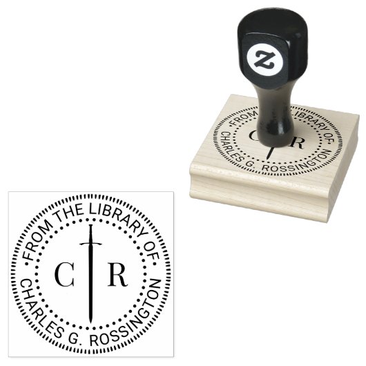 2 Initieel Monogram Keltisch Zwaard Bibliotheek Bo Rubberstempel (Gestempeld)