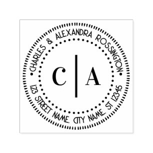 2 Initieel Monogram Vert Spacer Naam Retouradres Zelfinktende Stempel