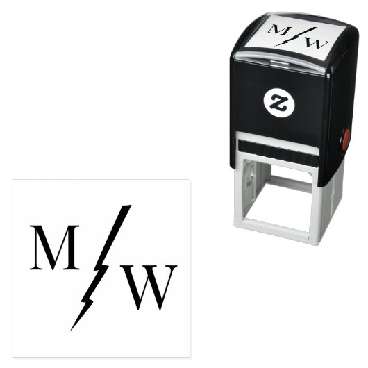 2 Initiële Monogram met Bliksemschicht Afstandhoud Zelfinktende Stempel (In situ)