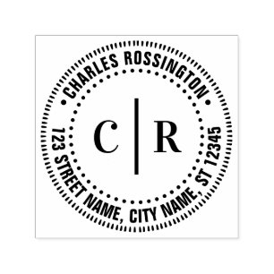 2 initiële monogram met verticale afstandsnaam ret  zelfinktende stempel