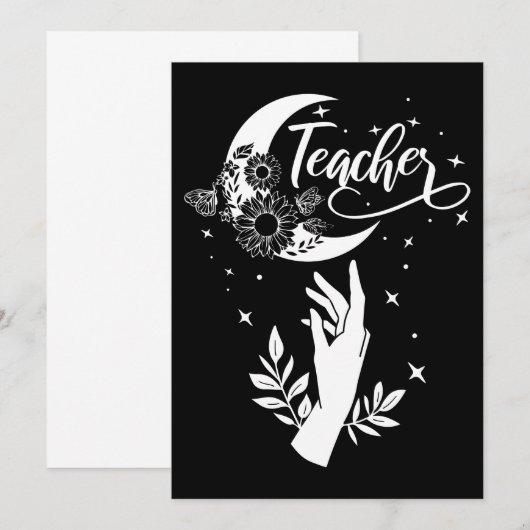 2- Inspirerend leraar sjirt, minimalistische leraa Bedankkaart (Voorkant / Achterkant)