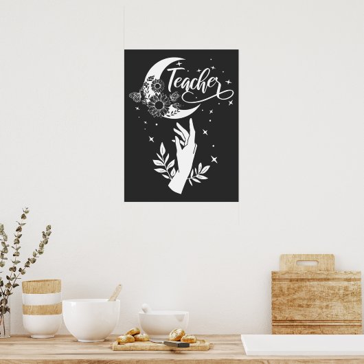 2- Inspirerend leraar sjirt, minimalistische leraa Poster (Keuken)