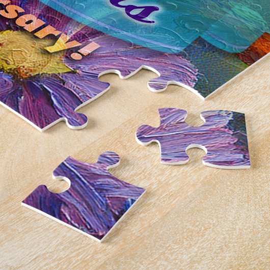 2 Jaar AA Jubileum Munt Vlinders Bloemen Legpuzzel (Zijkant)