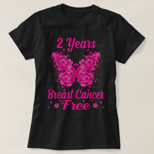 2 jaar Borstkanker Free Survivor Butterfly T-shirt (Design voorkant)