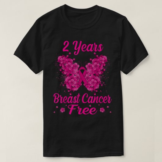 2 jaar Borstkanker Free Survivor Butterfly T-shirt (Design voorkant)