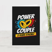 2 jaar Comic Super Power Couple 2e Jubileum Kaart (Voorkant)